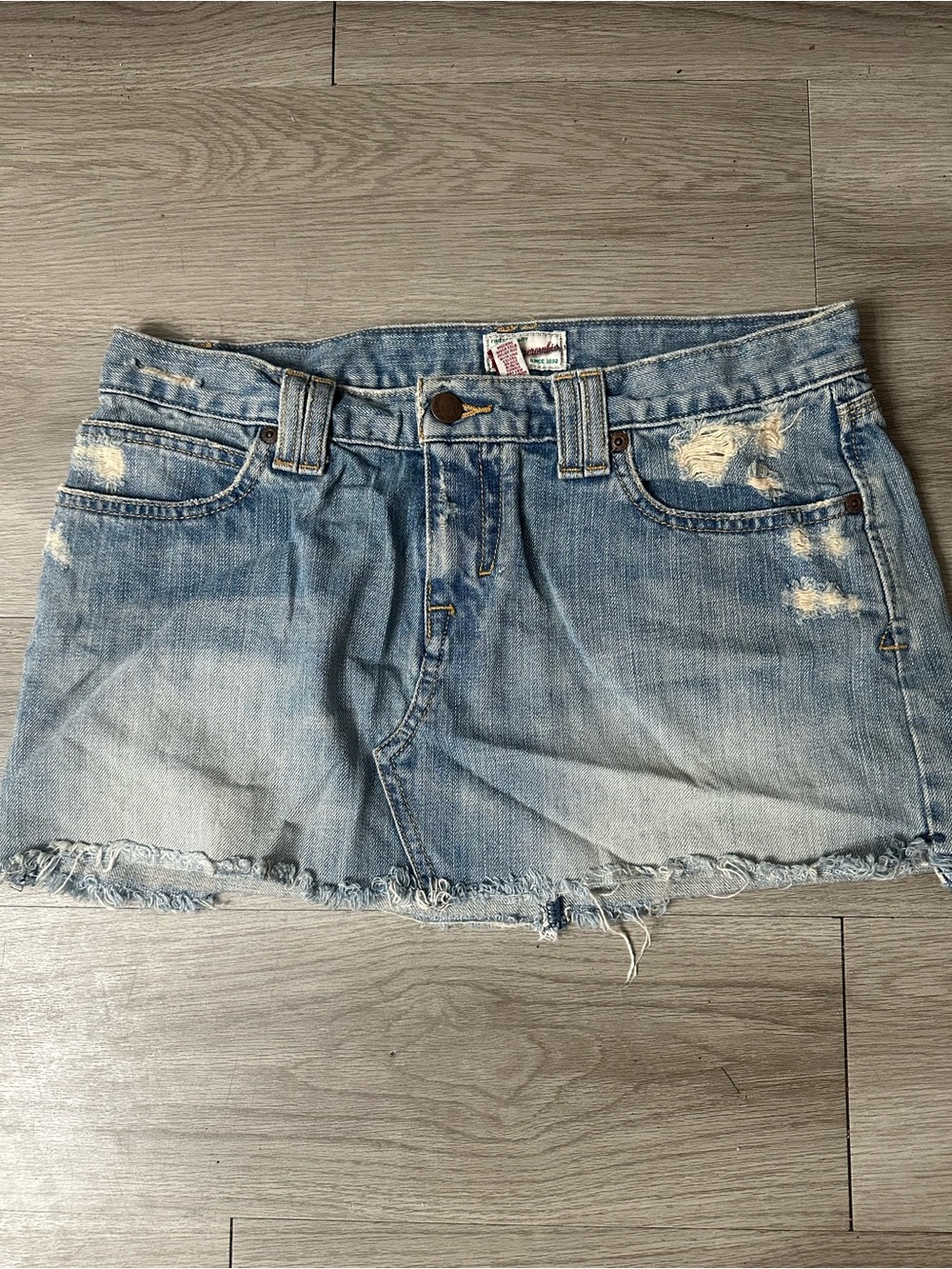 Y2K Abercrombie Distressed Light Blue Denim Mini Skirt Sz 6